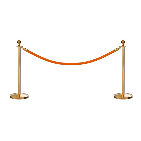 Montour Line Stanchion Post and Rope Kit Sat.Brass, 2 Ball Top1 Gold Rope C-Kit-2-SB-BA-1-PVR-GD-PB